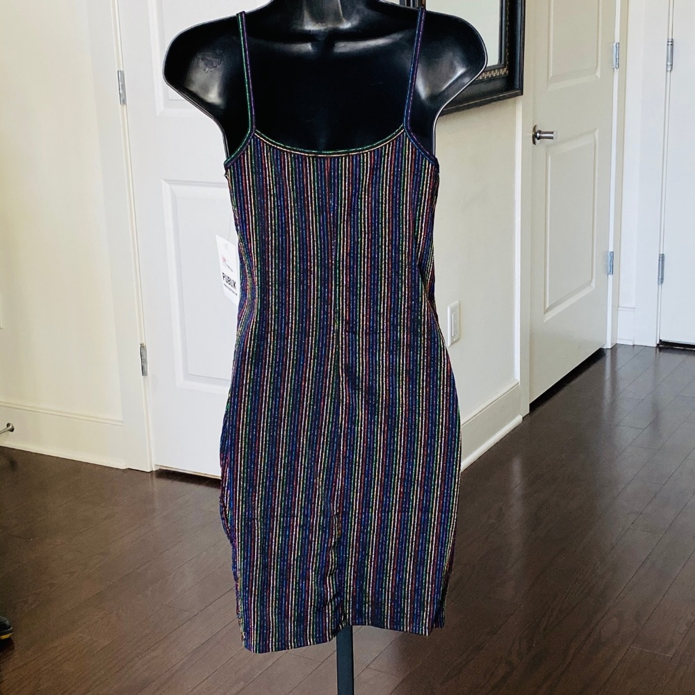 Publik Multi-Color Metallic Striped Camisole Dress_4